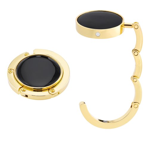 kwmobile Purse Hanger - Set of 2 Purse Hook for Table - Folding Handbag Hanger - Portable Table Bag Holder for Restaurant Bar - Gold