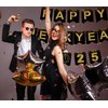 KALOR Happy New Year Banner, Black Gold Happy New Year 2025 Sign for Happy New Year Decorations 2025 New Years Eve Party Decorations