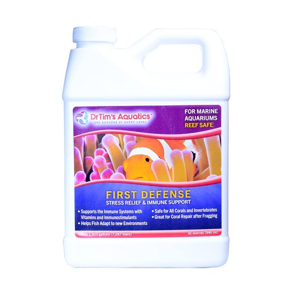 DrTim's Aquatics First Defense for Reef Aquariums – Stress Relief & Immune System Support with Vitamins Immunostimulants Fish Tanks - 32 oz.
