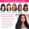 Ijowa Deep Wave Lace Front Wigs Human Hair 13x4 HD Transparent Lace Frontal Wigs for Women Human Hair Wet and Wavy Lace Front Wigs Pre Plucked with Baby Hair 180% Density Natural Black Color 24inch