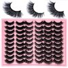 loladook False Lashes Pack 30 Pairs Mink Full Strip Lashes Wispy Fluffy Long Cat Eye Lashes Mink 3D Volume False Eyelashes Natural Look Multipack (3 Styles)