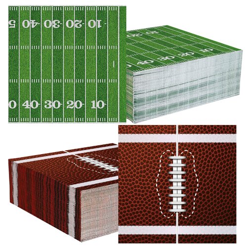 100 PCS Football Cocktail Napkins Football Dinner Paper Napkins 3-Ply Disposable Football Field Party Napkins for Game Day Sports Football Theme Birthday Party Supplies，5 x 5 Inch