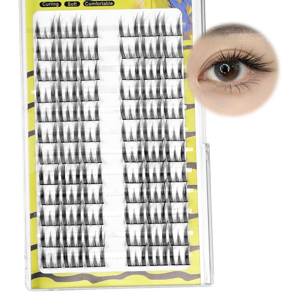Natural Lash Extension Kit, 72PCS Anime Individual Lashes C Curl Manga Lash Clusters Wispy Fox Eye Eyelashes Left & Right Lash Clusters Salon DIY at Home