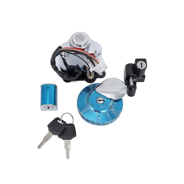 Ignition Switch Gas Tank Locking Cap Cover Lock Set w/Key for Honda Shadow Aero 750 VT750CE 2014 Shadow Aero 750 VT750C 2004-2012 Shadow ACE 750 VT750CD Deluxe 1998-2003 Shadow ACE 750 VT750C 97-03