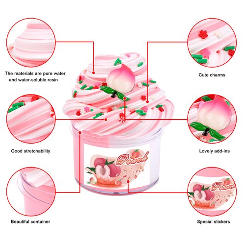 Scented Slime Kit with 7 Pack Butter Slimes,Dual Colored Pink Slime Watermelon Charms,Super Soft and Non-Sticky, Stress Relief Toy Party Favors Birthday Gifts for Girls and Boys 6 7 8 9 10 11 12.