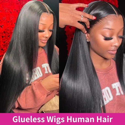 Aliglossy Straight Lace Front Wigs Human Hair Pre Plucked 13x4 HD Transparent Lace Frontal Wigs with Baby Hair Glueless Wigs Human Hair for Women Human Hair Natural Black 26 Inch 180 Density