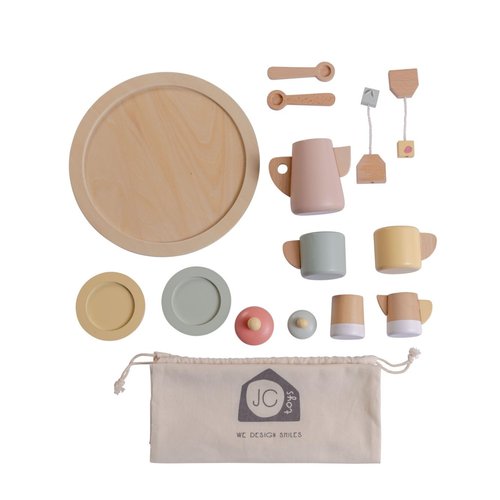 JC Toys Parfait Collection | Real Wood 12 Piece Tea Party Set | for Dolls and Stuffed Animals Ages 3+ | Twiggly Toys