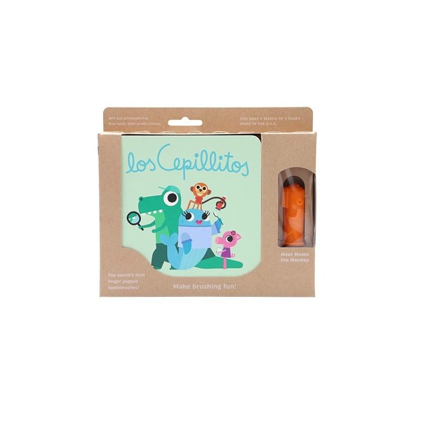 The Brushies Momo The Monkey Baby Toddler Toothbrush & Storybook Set/Dental Item and Book/Youth Tooth & Gum Care/Ages 4 Weeks to 4 Years