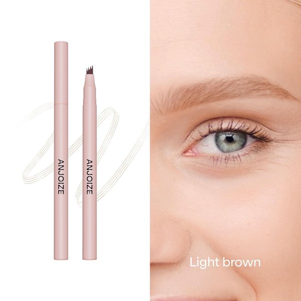 Anjoize Eyebrow Pencil 3D Waterproof Eyebrow Pen,4 Tipped Precise Brow Pen,Microblading Eyebrow Pen For Beginners,Magic Eyebrow Pencil For Natural Look,Long Lasting (Light Brown)