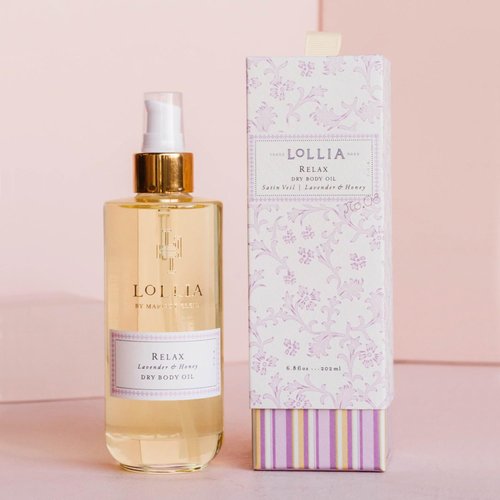 LOLLIA Relax Dry Body Oil, 6.8 Fl. Oz. – Lavender & Honey – Women’s Body Oil, Scented Body Oil, Moisturizing Body Oil, Dry Body Oil for Women, For All Skin Types