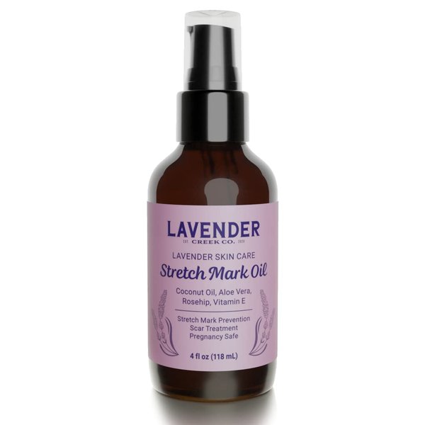 Natural Lavender Body Oil - Skincare with Vitamin E and Rosehip Oil for Stretch Marks, Scars, Pregnancy Must-Haves. Cream and Oils for Women, Dry Skin | 4oz