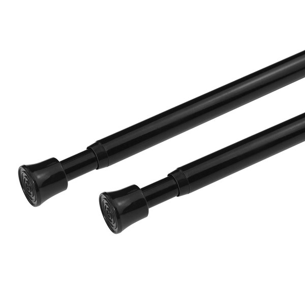 KXLife 2Pcs Small Window Tension Rods Adjustable Curtain Rod 17 to 28 Inch Tension Rod Expandable Spring Rod for Basement Window Curtains Tension Rods Spring for Kitchen Curtain, Black