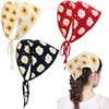 Dizila 3 Pieces Vintage Flower Crochet Bandanas Headbands Knitted Head Kerchief Hair Scarf Headwraps for Women Girls Teens (Beige+Red+Black)