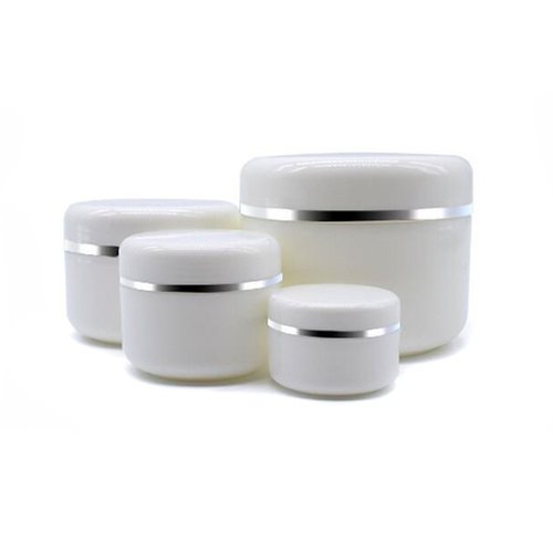 Empty White Silver Edge Portable Refillable Plastic Cosmetic Makeup Face Cream Jar Sample Container Bottle Pot (50ml(1.67oz)-12PCS)