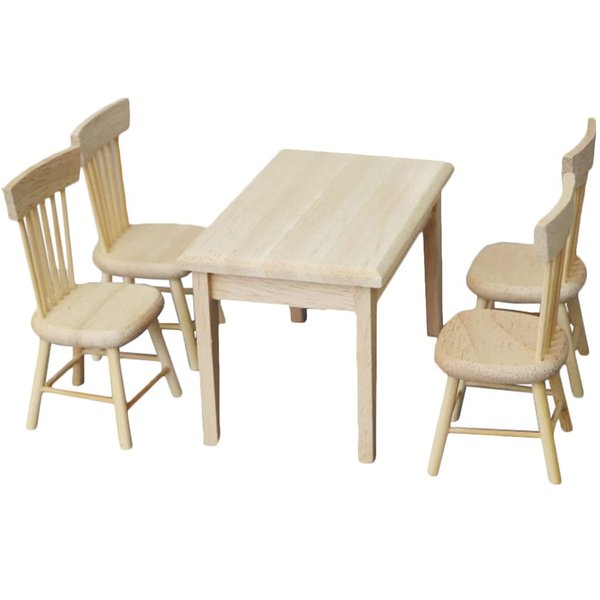 Toddmomy 1 Set Doll Furniture Miniature Furniture Decorative 1/12 Scale Miniature Table Chair Set for Dollhouse Decoration Accessories (As Shown a)