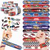 Cherisnowy 48 PCS Race car Party Favors 24PCS Tattoos Sticker 24PCS Slap Bracelets Wristbands Perfect for Themed Birthday Baby Showers or Classroom Rewards Ideal Decor and Gifts for Girls and Boys