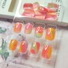 ZASKHLD Colorful Press on Nails Short Square Fake Nails Cute Rainbow Oval False Nails Glossy Colorful Gradient Full Cover Glue on Nails with Designs Ombre Acrylic Nails for Women Girls Nail Art 24Pcs