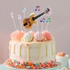 ZEIZOMZER Guitar Cake Topper Kit (7 Pcs), Acrylic Music Cake Toppers, Music Themed Cake Decorations, Music Notes Cake Toppers for Birthday, Music Themed Party