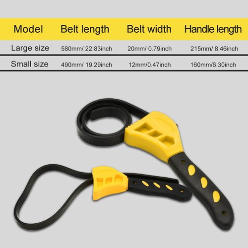 2PCS Oil Filter Wrench Set, Car Rubber Strap Wrenches, Adjustable Rubber Strap Wrench, 6In+ 8In Multifunctional Belt Wrench Fit Mechanics Plumbers