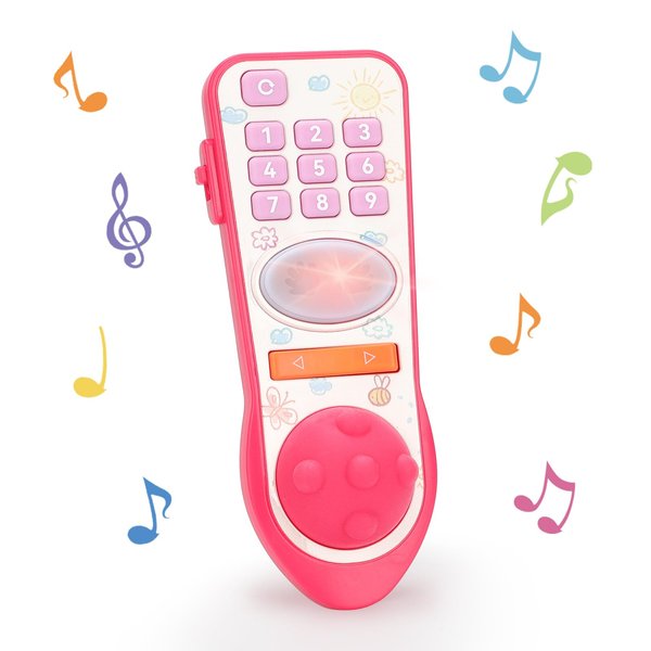 Ella Dream Bilingual Musical Baby Toy, Pretend Play Baby Remote Control Toy, Playing and Learning TV Remote Toy for 6-9-12-18-36 Months, Sensory Toys with Lights and Sounds for Toddlers and Babies
