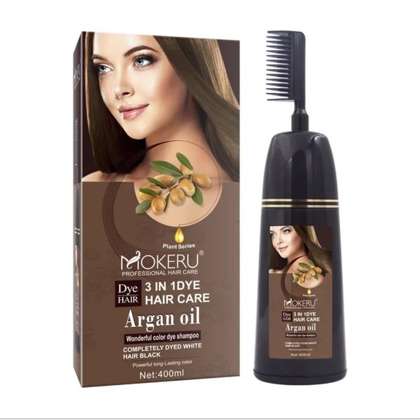 Generic MOKERU Professional Argan Oil Hair Dye Color Shampoo 500 ML (Comb Black)