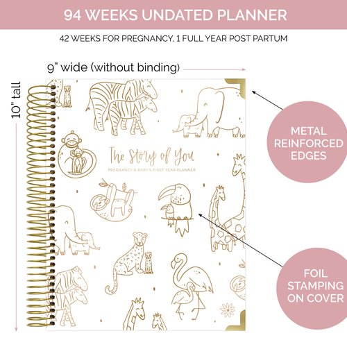 bloom daily planners New Pregnancy and Baby's First Year Calendar Planner & Keepsake Journal with Stickers - Hardcover Scrapbook Memory Book Organizer - (Undated) 8” x 10" - The Story of You
