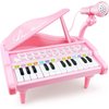 Love&Mini Piano Keyboard Toy for Girls - 24 Keys Toddler Piano Music Toy Instruments with Microphone, Pink Piano Toys for 1 2 3 Years Old Girls Birthday Xmas Gift