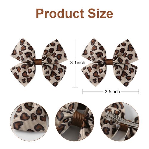 4Pcs Leopard Hair Bow Clips Girls Women Cheetah Print Costume Accessories