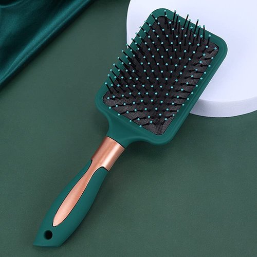 RN BEAUTY Detangling Brush Anti-Static Massage Hair Brushes With Silicone Cushion Base Nylon Bristle Pins Blow Drying Detangler Hairbrush Styling Comb for Men and Women Adults and Kids of All Wet or Dry Hair Types Styling Blackish Green Color (Rectangle)