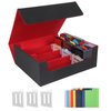 STYLIFING Card Deck Case for Trading Cards, 1800+ MTG Deck Box with Card Supporters & Divider Tabs, Trading Card Storage Box Fits For for YuGiOh, MTG, TCG and Sport Cards (Black & Red)