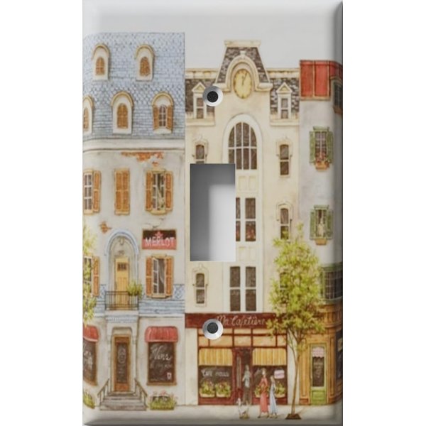 SnazzySwitch Village Storefronts Decorative Light Switch Cover - Single Toggle Wall Plate