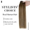 Easyouth Clip in Hair Extensions Real Human Hair Clip in Extensions Balayage Brown To Caramel Blonde Mix Brown Hair Extensions Real Human Hair Clip ins Double Weft 14Inch 7Pcs 70g