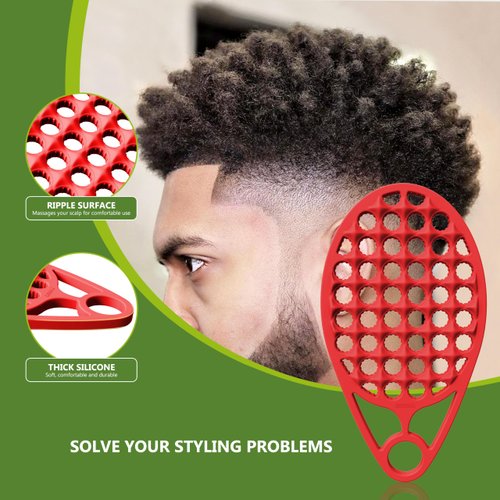 KOUPA Magic Silicone Curly Hair Brush, One Piece Twist Curl Comb for Afro Curls, Washable Hair Tool for Men Women, Red, 2 Pieces