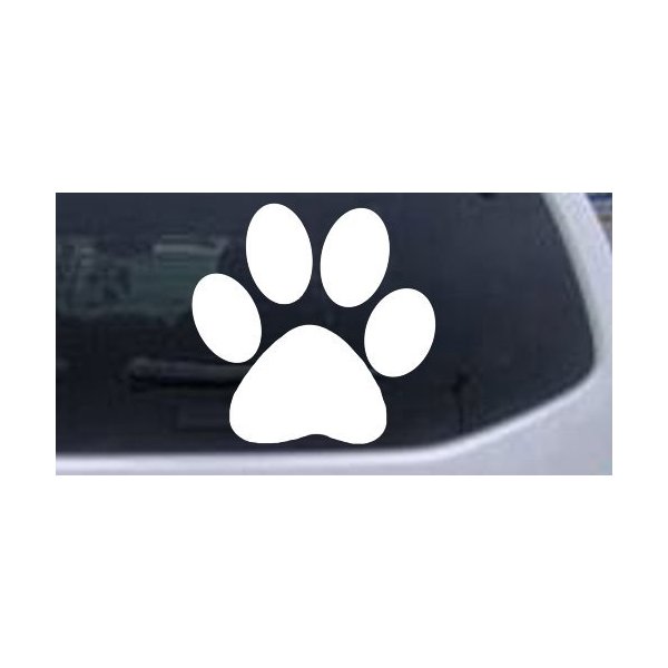 White 3in X 3in -- School Team Paw Print Sports Car Window Wall Laptop Decal Sticker