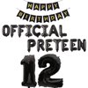 12th Birthday Decorations for Boys, Happy 12th Birthday Banner Official Pre-Teen Balloons Foil Balloons for 12 Years Old Birthday Anniversary Supplies Boys (Black)