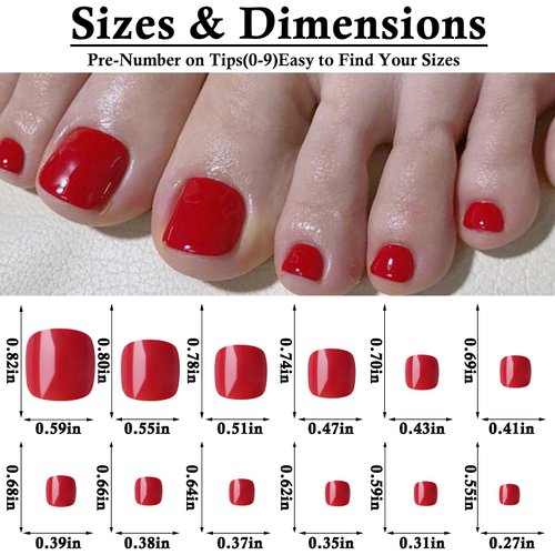 LuckForever 360pc Glossy Press on Toenails Short Square Fake Toe Nail Full Cover False Toenail Press on Toes Nails Acrylic Artificial Colored Toe Nail tips with Glue Adhesive Tabs & File for Women