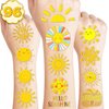 115 PCS Yellow Sun Birthday Party Decorations Favors Supplies Gold Hippie Sun Smile You Are My Sunshine Decor Temporary Tattoos Stickers for Girls Boys Cute Gifts School Prizes Rewards
