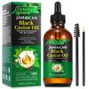 Jamaican Black Castor Oil, Organic Castor Oil for Hair Growth, Cold Press Unrefined, Thicker Eyelashes and Eyebrows, Massage Oil for Aromatherapy 120ML