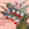 Independence Day Press on Nails Short Square 24Pcs Glossy Full Cover Acrylic French False Nails with Patriotic Designs Glue on Fingernails USA Flag Artificial July 4th Fake Nails for Women Girls