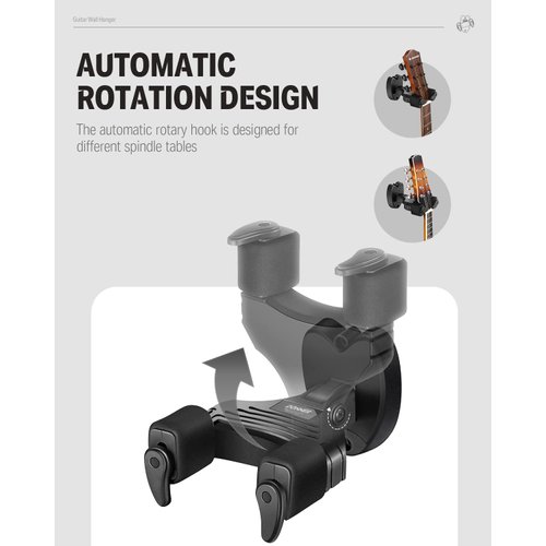 Donner Guitar Wall Mount Locking 3-Pack, Guitar Wall Hangers Auto Lock for Acoustic Electric Guitar Bass Mandolin, Black
