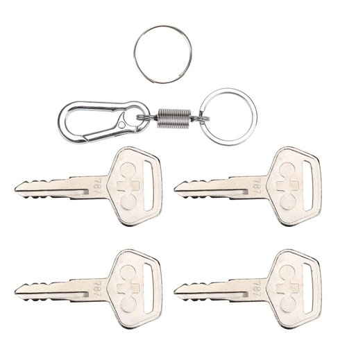 10L0L 4PCS 787 Ignition Keys with Keychain for Heavy Equipment Excavator Backhoe Dozer Komatsu, Kalmar, Dressta, Sakai