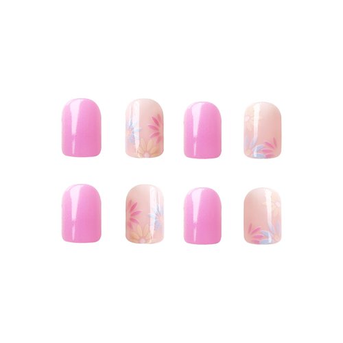 24Pcs Square Press on Nails Short Fake Nails White Acrylic Nails with Flower & Leaf Design Glossy Stick on Nails for Women Girls Full Cover False Nails Jelly Press on Nails Spring Summer Manicure