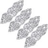 4 Pieces Rhinestone Applique Rhinestone Iron on Patch Rhinestone Hot Fix Applique Wedding Hair Appliques for Bridal Wedding Dress Clothes Sash Crystal Belt Sewing Appliques for Shoes (Silver)