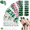 JERCLITY 5 Sheets Spring Palm Leaf Nail Polish Strips Stickers Full Nail Wraps for Women Nail Art Self-Adhesive Flower Leaf Nail Polish Wraps Sticker Nails for Women With Nail File