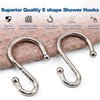 TOPROD Shower Curtain Hooks Rings, Stainless Steel S Shaped Shower Hooks Rust Proof, Shower Curtain Hangers for Shower Curtain, Kitchen, Wardrobe & Garden, Brushed Nickel, Set of 12