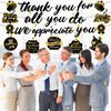 Black Gold We Appreciate You Decorations Thank You Banner with Appreciate Hanging Swirls Thank You For All You Do Decor for Teacher Doctor Nurse Employee Staff Graduation Appreciation Party Supplies