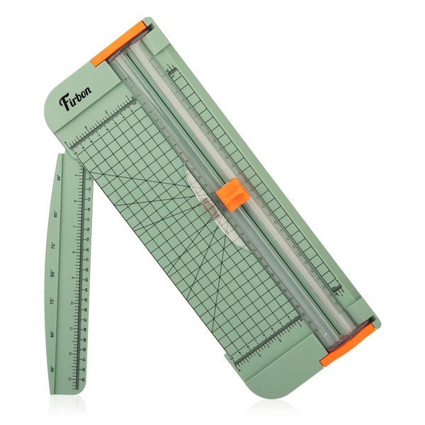 Firbon A4 Paper Cutter 12 Inch Titanium Straight Paper Trimmer with Side Ruler for Scrapbooking Craft, Paper, Coupon, Label, Cardstock (Morandi)