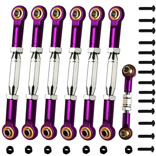 Upgrade 80-102mm Steel Turnbuckles/Camber Link for 1/10 Traxxas Slash 2WD, Rustler 2WD, Stampede/VXL, Nitro Rustler/Slash,Bandit/VXL, X-01, Bigfoot RC Car Parts. Purple