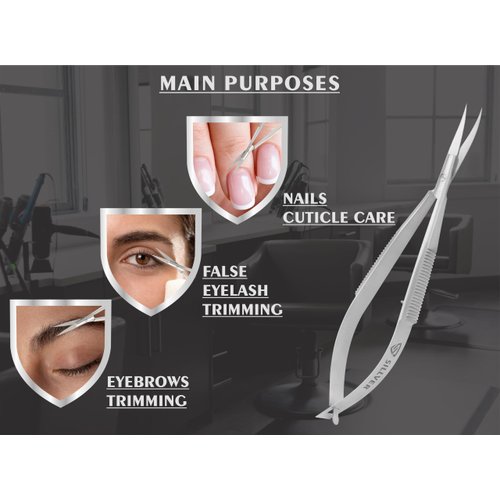 Cuticle Scissors Extra Fine Curved Eyebrow Scissors, Professional Ultra Sharp Precise Pointed Tip Cuticle Trimmer Cutter for Hang Nails, Eyelash, Eyebrow, Dry Skin - Manicure Scissors