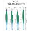 M LASH Tweezers for Eyelash Extensions (Set of 4) - Professional Lash Extension Tweezers - Fiber Tip, Japanese Steel, Diamond Grip Eyelash Extension Tweezer (O4)